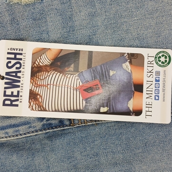 REWASH Denim Skirt Distressed Vintage Reunion Mini Jean Womens Size 3 - Picture 2 of 5